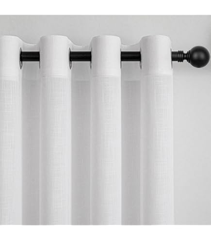 CYCMACO 100% Verduisterend Linnen Effect Gordijnen Set Van 2, 140x300cm, Ondoorzichtig Warmte-Isolerende Thermische Gordijnen Met Ringen, Geluidsbescherming, Voor Slaapkamer Woonkamer, Zwart