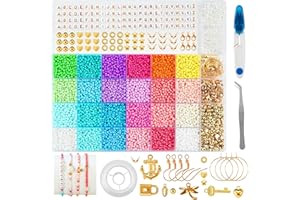 LCXCXY Abalorios Para Hacer Pulseras,12.000 piezas Cuentas Para Pulseras 3 mm, 24 Colores de Cuentas de Vidrio de Maca,25 Estilos de Joyería Hacer Pulseras, Kit Pulseras, Kit Para Hacer Pulseras Adecuado diy