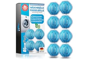 BluePet 8x Tierhaarentferner Bälle für Waschmaschine I Entfernt Tierhaare, Fusseln & Flusen, Haarfänger für Wäschetrockner, Wiederverwendbare Flusenkugeln I Als Haarfänger & Trocknerbälle
