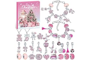 AVAKY Calendario Avvento 2025 Bambina Kinder Gioielli, Calendario Dell'Avvento Fai da te Charms Kit, Calendario Avvento Braccialetti Collane Regalini Natale Bambini Ragazza 5 6 7 8 9 10 11 12 13 Anni