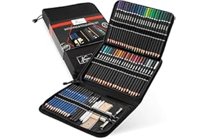 VAN NASSAU FINE ART Kit de Dessin et Coloriage Professionel Enfants Adultes | 96 Pcs -Crayons de Couleur, Crayons Graphite (Doux, Moyen & Dur), Taille-Crayon, Gomme - malette dessin - faber