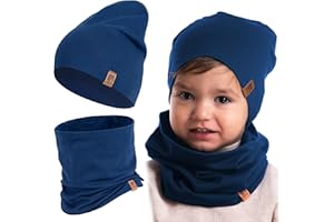 HEYO Kinder Set Beanie Mütze Schlauchschal Baumwolle Rundschal weich Mädchen Jungen Herbst Frühling Frühlinsset Herbstset