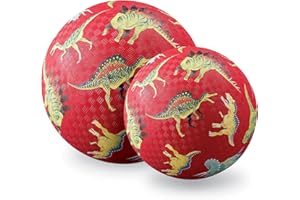 CROCODILE CREEK Bertoy Gummi-Spielball mit Dinosauriern 382124-2, rot, klein, 13 cm Durchmesser