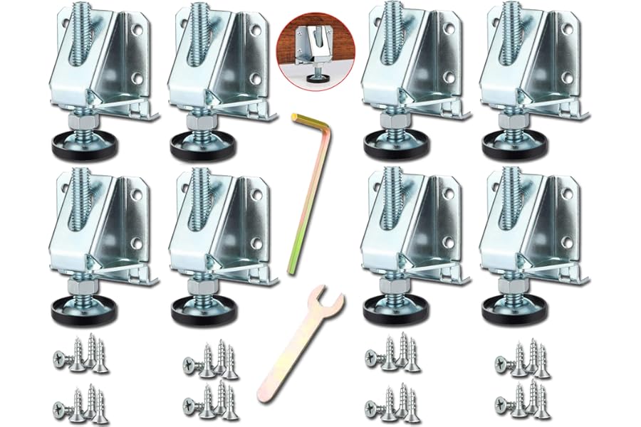Overpassing 8 Pcs M10 Heavy Duty Adjustable Furniture Leveler, Furniture Leveling Feet With Locking Nuts, Stable Support, Suitable For Tables, Cabinets, Shelving Units And Workbenches