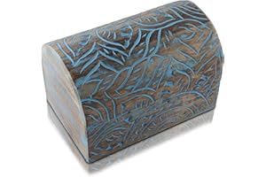 THE GREAT INDIAN BAZAAR Global Village Bazaar, Grandi idee regalo di compleanno, portagioie in legno decorativo fatto a mano, scatola del tesoro, scatola dei ricordi dell'organizzatore di gioielli, Blu, 22 x 15 x 15 cm