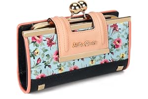 AFKOMST Portafoglio Donna Pelle PU Lunga Portafoglio Grande Portafogli Donna con PortamonetePortafoglio portafoglio e portamonete,con 10 slot per carte e clip, e zero borsa con fibbia nel mezzo