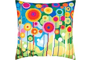 ‎BRVSK Brvsk Löwenzahn. Needlepoint Set mit bedruckter Gobelin (40 × 40 cm) Kissenset mit Stickerei für kreative Inneneinrichtung Handarbeitsset für erwachsene Anfänger