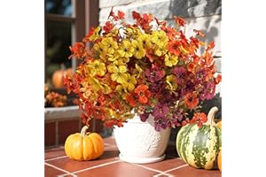 LUCKYCAO 8 Bündel Künstliche Herbstblumen für Draußen Künstlich Herbststrauß Kunstblumen Herbst Deko, wie Echt Künstliche Blumen Autumn Balkonpflanzen Herbstzweige Herbstdeko für Drinnen Garten Tisch Balkon