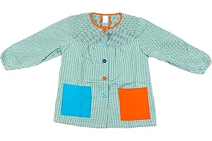 H HANSEL HOME Bata Escolar Infantil Baby Infantil de Cuadros Pequeños (Verde, 5-6 años)