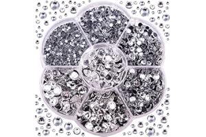 Blinginbox 3000pcs Hotfix Rhinestones,Crystal Hotfix Rhinestones Mixed Sizes SS6-SS30 Gems for Clothes and Craft DIY Decorations(Crystal)