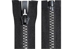 AERZETIX - C64191 - Fermeture éclair/à glissière injectée séparable N°8 65 cm autobloquante - tirette déco en métal - couleur noir et argent - maille curseur mercerie vêtement couture