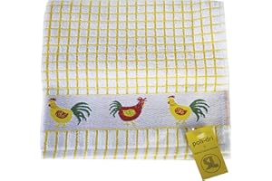 SAMUEL LAMONT amuel Lamont & Sons Poli-dri Jacquard Tea Towel Yellow Chickens, Size 50cm x 70cm, 100% Cotton Terry Towelling , Ultra-absorbent & Super Soft, Machine washable, Yellow, One Size
