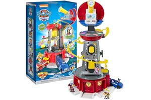 Paw Patrol, Mighty Lookout Tower med 4 extra exklusiva actionfigurer, leksaksbil, ljus och ljud (endast Amazon), barnleksaker