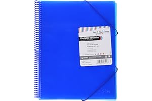 Grafoplás 39834330 | Carpeta Espiral con 40 Fundas Transparentes A4 | Color Azul | Espiral PVC | Tapas Polipropileno | Gomas de Cierre | Maxiplás Multiline