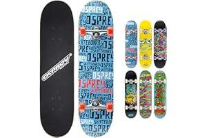 Osprey Complete Skateboard, 31" Double Kick Skateboard for Kids and Adults, Concave Deck, Includes Grip Tape, Deck and Wheels, Pride, Multiple Designs