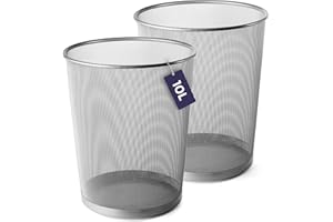 volila Papierkorb – 2er-Pack (27cm x 24cm - 10L) Silberner Papiermülleimer für Mülleimer Büro & Mülleimer Zimmer – Leichter und Langlebiger Papierkorb büro - Einfach zu Säubern Papierkorb metall