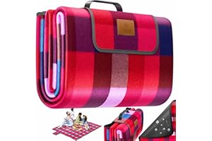 ‎KESSER KESSER® Picknickdecke campingdecke XXL 200 x 200 cm - wärmeisoliert mit wasserdichter Unterseite mit Tragegriff Faltbare Stranddecke Picknickdecken für 4-6 Personen Waschbar Picknick Decke Rot