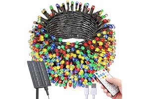 SOLARBABY Luci Natale Esterno Solare,42m 400 LED Catena Luminosa Esterno Solare Impermeabile con Telecomando,19 Modalità Luci Esterno EnergiaSolare Decorative per Giardino Patio Albero,Multicolor