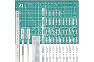 MIUZEI Cutting Mat Set A3 with Steel Ruler - Self-Healing Craft Mat for Sewing, Fabric & Drawing Projects Green
