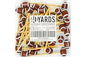 40YARDS cure-dents de football américain (30 pièces) / brochettes à burger/bâtonnet à cocktail comme décoration de fête