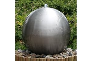 Primrose 50cm Silver Brushed Stainless Steel Sphere Modern Water Feature Fountain LED Lights