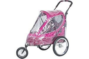 Petique Pet Jogger Regenschutz, Wetterschutz, Schnee-/Regen-/Windschutz für Hunde/Katze/Haustier-Kinderwagen mit Belüftung, faltbar, transparent, Einheitsgröße (nur kompatible Jogger)