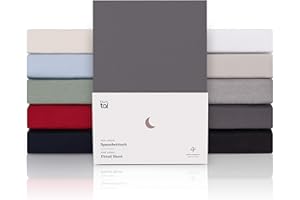 ‎BLUMTAL Blumtal® Premium Spannbettlaken 180x200cm Jersey - OEKO-TEX zertifiziertes Spannbettlaken 180x200cm Baumwolle 100% - Spannbetttuch 180x200 für Matratzen bis 25 cm - Laken 180x200 Bettlaken - Anthrazit