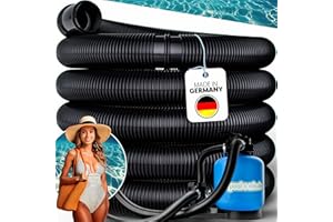 poolomio® Poolschlauch 38mm / 9m Schwarz | Flexibler Solarschlauch für Poolpumpe, Poolheizung & Solarmatte | Druckstabiler 1 1/2 Zoll Pumpenschlauch UV-Beständig | Saugschlauch Made in Germany