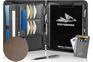 Royal Phoenix® Business Schreibmappe A4"Raven" - Hochwertige Konferenzmappe mit Doppel Reißverschluss - inkl. Kreditkartenetui + weiteren EXTRAS - Arbeitsmappe aus hochwertigem Kunstleder in Mokka
