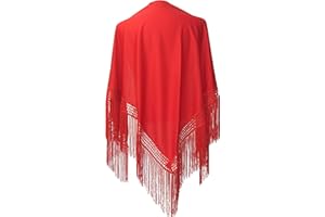 La Senorita Hiszpański szal do tańca flamenco czerwony, Czerwony, M