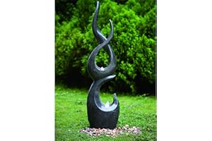 Dehner Gartenbrunnen Tribe mit LED Beleuchtung, ca. 150.5 x 39 x 26 cm, Polyresin, grau