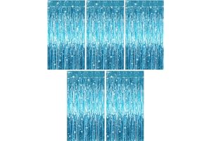 5 stycken glittergardiner blå, 1 m x 2 m glittergardin födelsedag