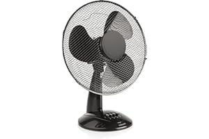Tristar VE-5979 Ventilador de mesa, 40 centímetros de diámetro, 3 ajustes de velocidad, oscilante, ángulo ajustable 25°, asa para transporte, protección contra sobrecalentamiento, 45 W, negro
