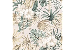 murando - Carta da parati Fiori 10 m Fotomurali TNT XXL Murale alla Moda Decorazione da Muro Moderna Poster Gigante Design Carta per Pareti Diverse Stanze Nature Floreale Boho Verde Beige b-B-0574-j-a