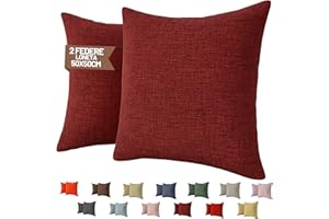 SONIT HOME DECOR SONIT - Federa Cuscino 50x50 Bordeaux - Set 2 Federe Cuscini Divano in Cotone Loneta con Cerniera Nascosta