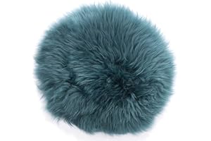 H.O.C.K. Fell-Sitzauflage Sitzkissen rund/eckig flauschig Indoor (rund Ø34cm, Petrol)
