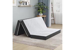 Twirest Folding Mattress,135x190x15 Double Foldable Memory Foam Mattress With Portable Pillow,Guest,Washable Cover,Easy Storage for Camping, Caravans, Guest