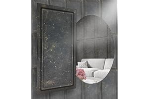 I K H E MALARKA Panneaux muraux 3D en polystyrène XPS - Béton noir et doré - Revêtement mural et de plafond classique, aspect cadre, béton - 100 x 50 cm