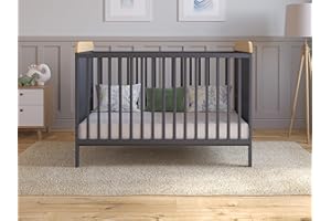 ‎LOVE FOR SLEEP Love For Sleep Babybett Beistellbett 120x60 cm mit Matratze - Kinderbett Baby Bett Holz Anthrazit-Kiefer, Babybett Komplett Set - Kinderbett Babybett Mitwachsend Gitterbett