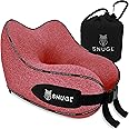 SNUGL Travel Pillow – Memory Foam Neck Pillow for Travel – Support Cushion for Airplane with Carry Bag & Clip - Holiday Essentials for Kids (Red - Kids)