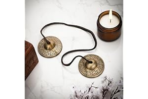 Ajuny Tibetan Tingsha Cymbals Bells Buddhist Meditation Yoga Bell Om Namah Shivay Embossed Manjira Spiritual Gifts