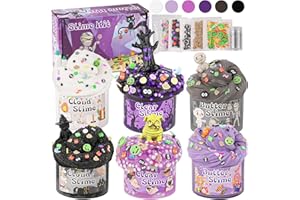 LAWOHO 6 confezioni di kit di slime viola e nero - slime nuvola, slime al burro e slime trasparente, slime per bambini con componenti aggiuntivi, kit di slime per ragazzi e ragazze Halloween Natale Pasqua