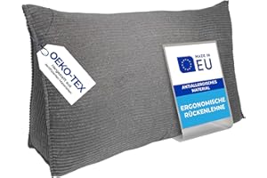 ‎PILLOWS24 Pillows24 - Cord Rückenkissen für Bett & Sofa mit abnehmbarem, waschbarem Bezug [ 100cm - Cord-Dunkelgrau ] | Bequemes Keilkissen und Lesekissen fürs Bett | Großes Sofakissen für Rückenlehne und Sofa