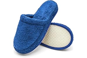 jazzylab Ciabatte da bagno in spugna – Pantofole per ospiti in cotone con memory foam, antiscivolo, lavabili – Per sauna, hotel, spa – Taglia 38–42/43–46