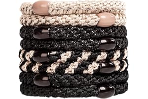 AXEN 8 pezzi elastici per capelli per donne ragazze, fasce in cotone morbido per capelli spessi e ricci, Black Series