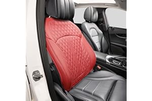 POKSRI 1p car seat Cover Cowhide Genuine Leather Front seat backrest Cushion Covers,Universal semi-Wrapped Cover,Waterproof,Suitable for most vehicle models of class A and above(Front Back,Wine,1p)