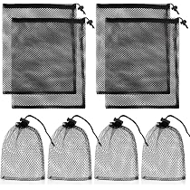 5 Schwarze Nylon-Netztaschen Mit Kordelzug – Je 30x22,5 Cm, Für Fitness, Reisen, Strand & Mehr