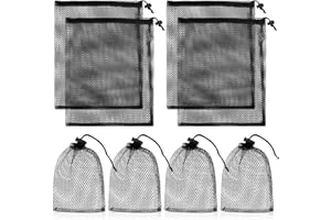 SUBTAVIK Netzbeutel mit Kordelzug - Großer Aufbewahrungsbeutel, Schwarz, Nylon für Schwimmen, Strand, Pool