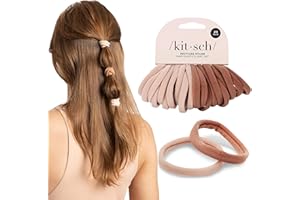 Kitsch elastico per capelli senza danni, resistenti e senza strappi, in morbido nylon, acconciature quotidiane, colore cipria, 20 pezzi
