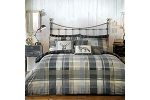 Dreams & Drapes Connolly Check-Brushed Cotton Duvet Cover Set, Charcoal, King